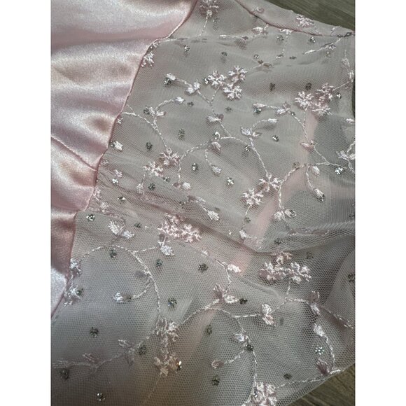 Vintage Womans M Style Pink Satin & Lace Long Nightgown Dress Croquette Whimsy - Picture 6 of 11